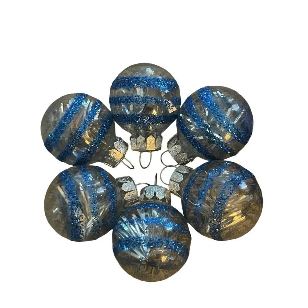 Set of 20 Feather Christmas Tree Hanging Ornaments Blue Clear‎ Silver 2